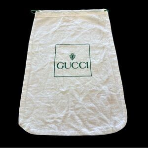 Vintage Gucci Drawstring Dust Bag Cotton Green Logo Made in Italy (8x12)